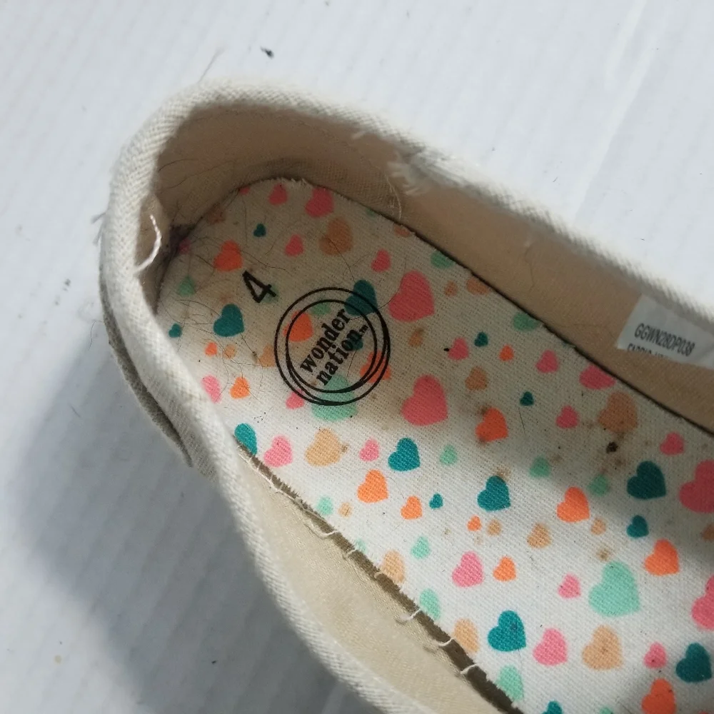 WONDER NATION GIRL'S CREAM FLATS WITH BOW SIZE 4 (PLEASE SEE ALL PHOTOS) - Picture 8 of 14